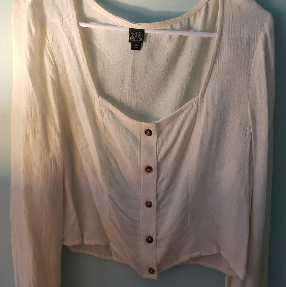 Cream color long sleeve crop top